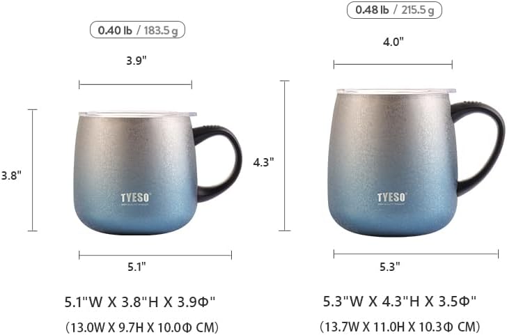 TYESO Office Coffee Mug,Vacuum Insulated Mug Double Wall Stainless Steel Cup (Rose Gold, 12 oz)