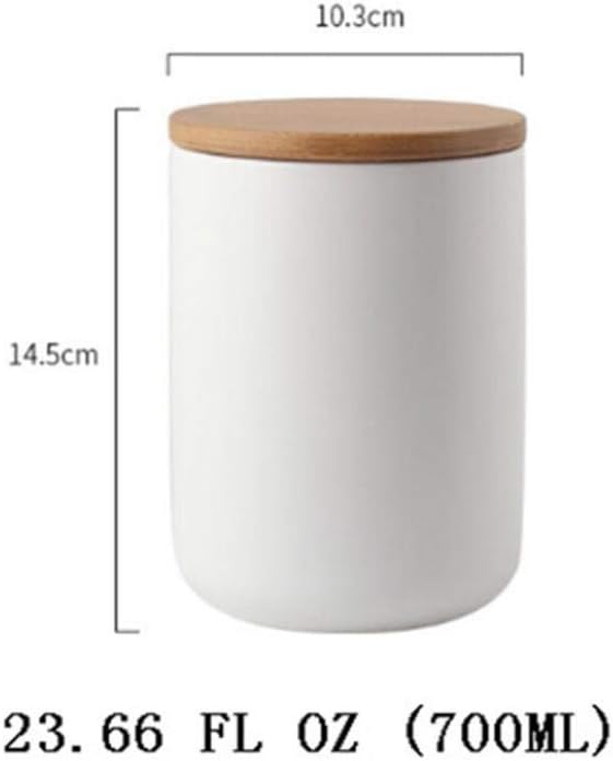 YYW Ceramic Food Storage Jar Containers Kitchen Canisters with Airtight Seal Lid for Coffee Beans Sugar Spices (Medium White)
