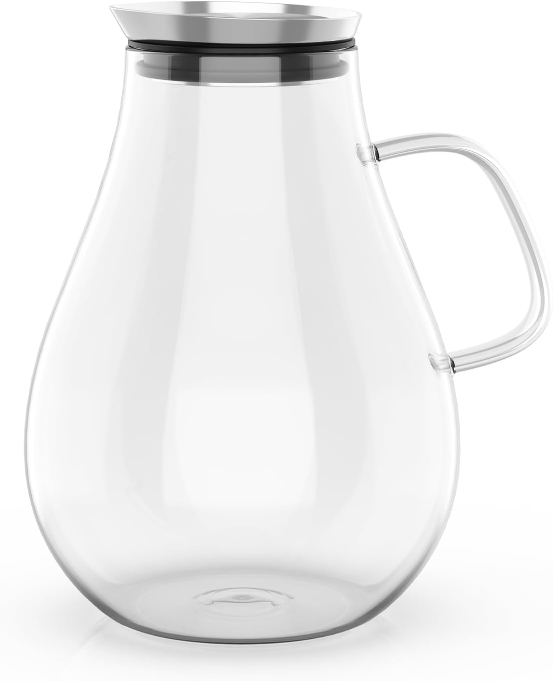 Glass Pitcher with Lid and Spout, 1.5 Liter 51 oz Glass Pitchers with Handle, Glass Pitcher Jug for Fridge, Glass Carafe with Lid for Hot/Cold Water Iced Tea Juice Coffee Milk Fruit Beverages