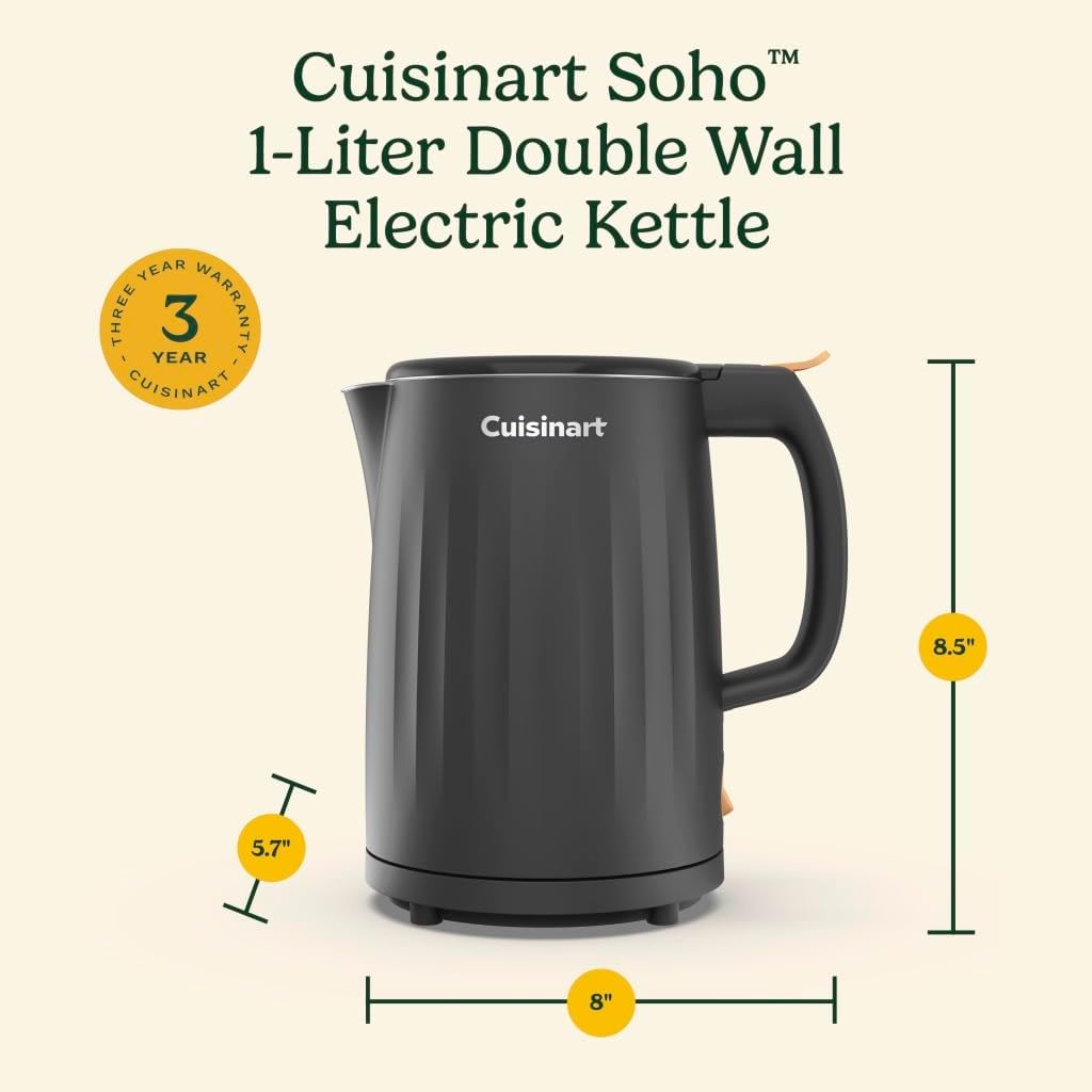 Cuisinart Soho 1 Liter Double Wall Electric Kettle, Black