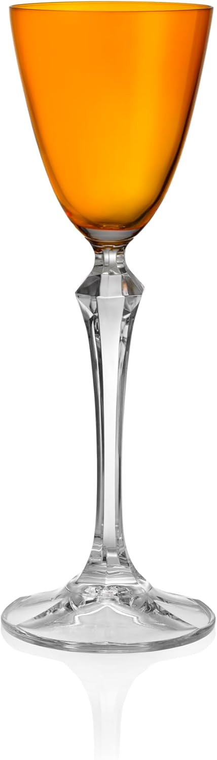 Barski Cordial Glass - Liquor Glass - Set of 4 - Assorted Colored Top - Clear Stem - Cordial Glasses - Sherry Glasses - Shot Glasses - 3 oz. - Made in Europe