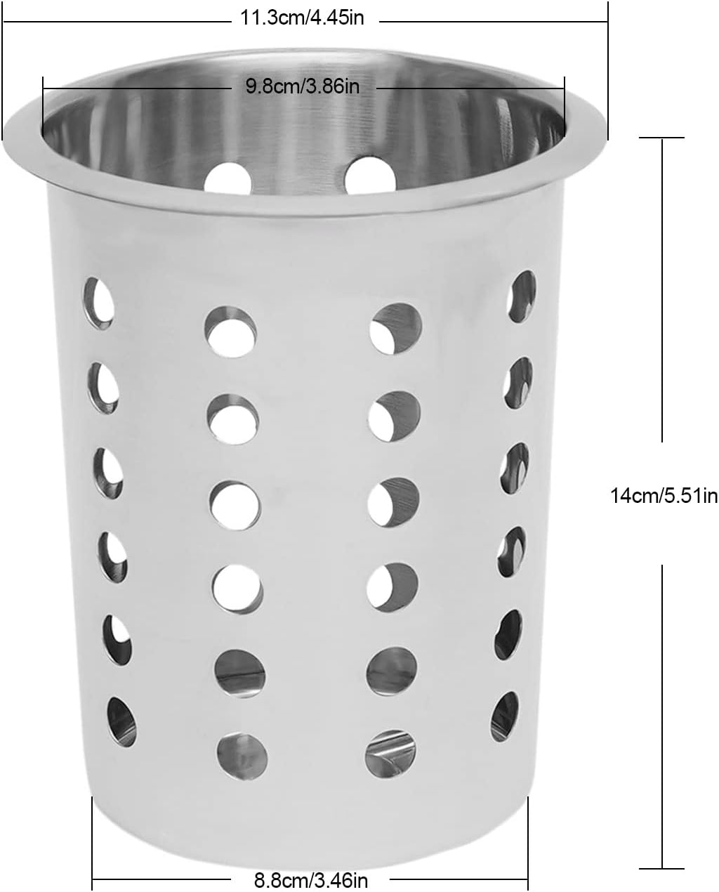 Stainless Steel Flatware Utensil Holder, Commercial 6-Hole Cylinder Silverware Organizer for Countertop Restaurant
