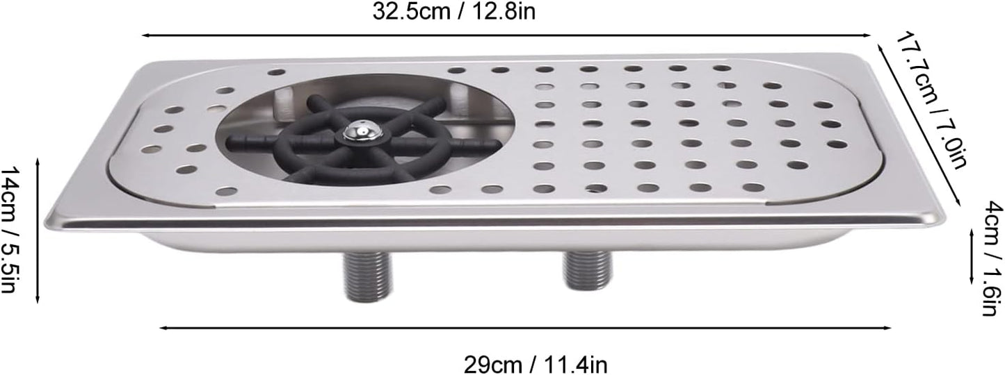 Glass Rinser Cup Washer 304 Stainless Steel Drain Drip Tray Hose Washing Equipment Coffee Shop Bar Glass Sink Rinser (Stainless Steel Color A)