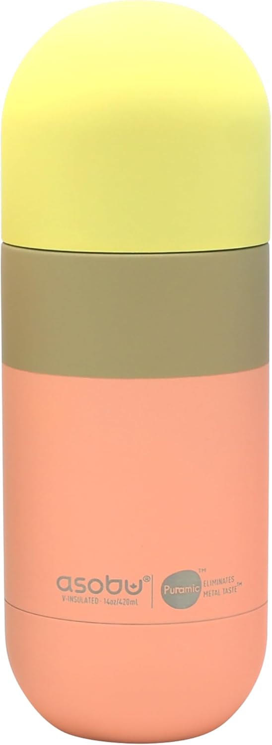 Asobu Orb Stainless Steel Double Wall Insulated Travel Water Bottle 14 Ounce (Pastel Peach)