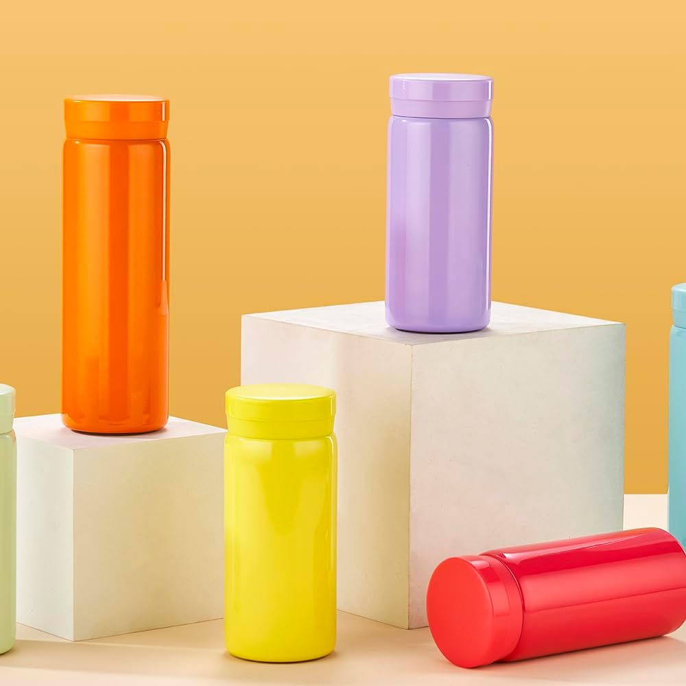 Mini Thermos Cute Water Bottle - 7 oz Tiny Insulated Vacuum 18/10 Stainless Steel Small Flask - Leak Proof & Spill Proof & Keeps Cold and Hot for Drink, Coffee, Tea - Rose Red