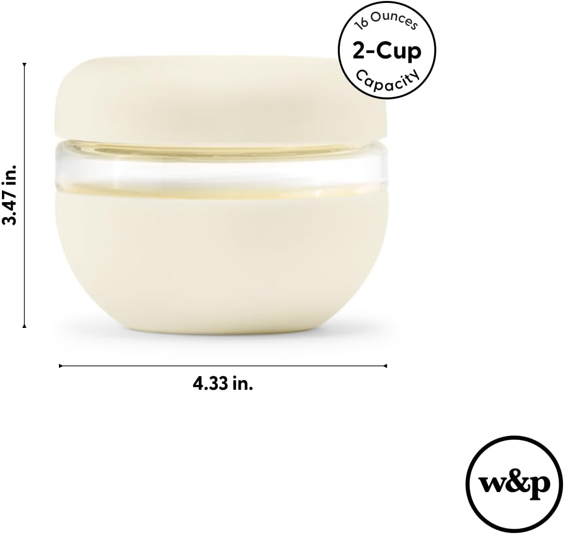 W&P Porter Seal Tight Lunch Bowl Container w/ Lid | Cream 16 Ounces | Leak & Spill Proof, Soup & Stew Food Storage, Meal Prep, Airtight, Microwave and Dishwasher Safe, BPA-Free Glass