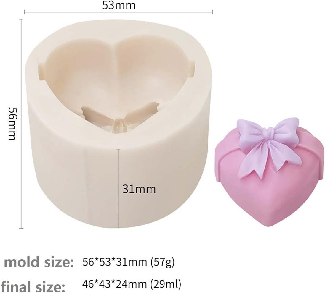 4 Pack Heart Resin Rose Flower Silicone Mold for Candle, Cake, Soap, Candy - Round Shape
