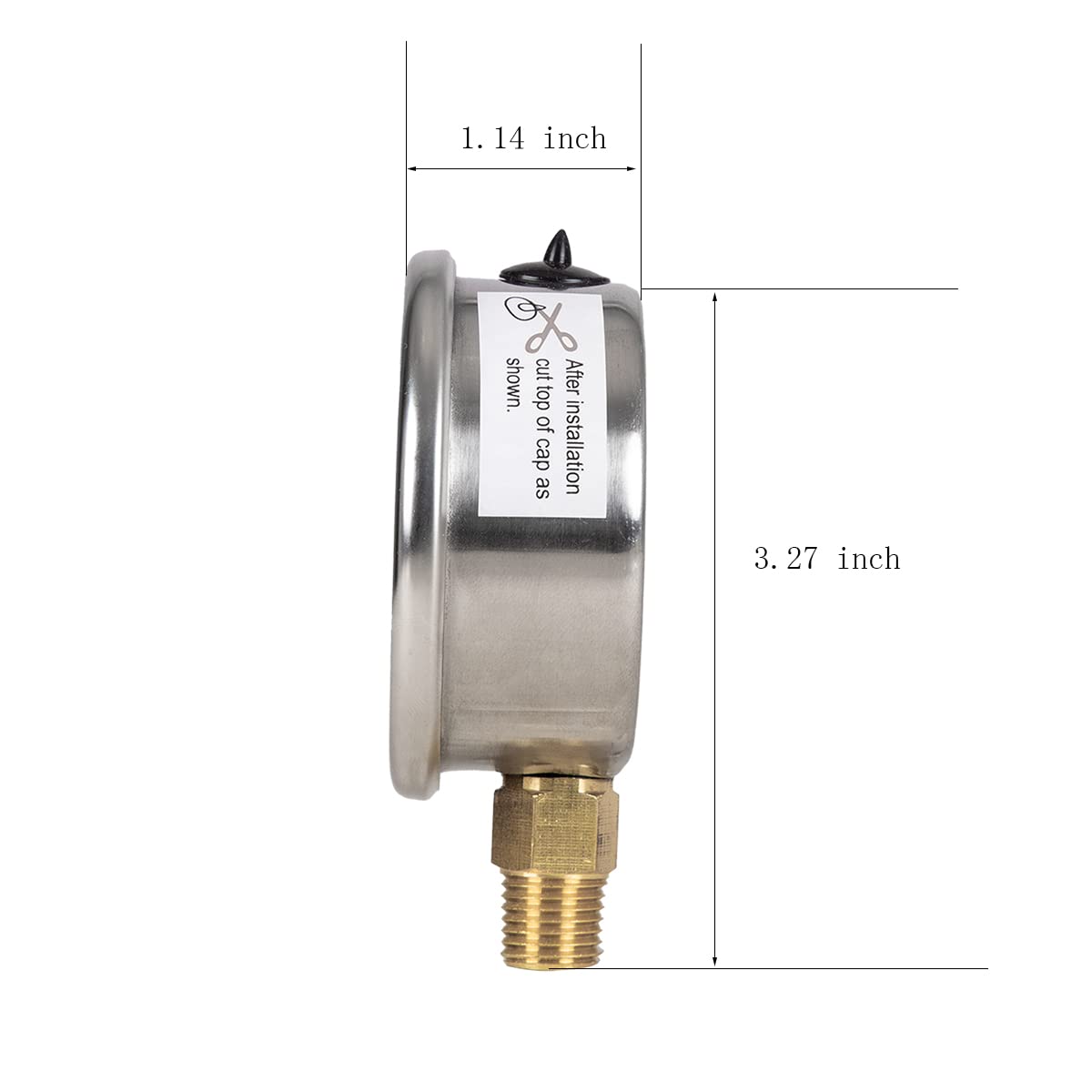 Pressure Gauge,Glycerin Liquid Filled,2.5" Dia,0-60 psi(Single Scale),1/4" NPT Brass Connection,Lower Mount, Stainless Steel Case,for Pneumatic,Pump,Hose,Well Tank,Gas Air Water Oil