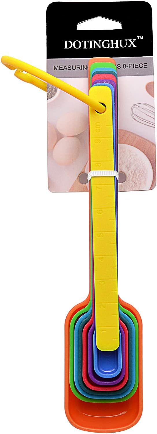 Plastic Measuring Spoons 8-Piece,Assorted Colors