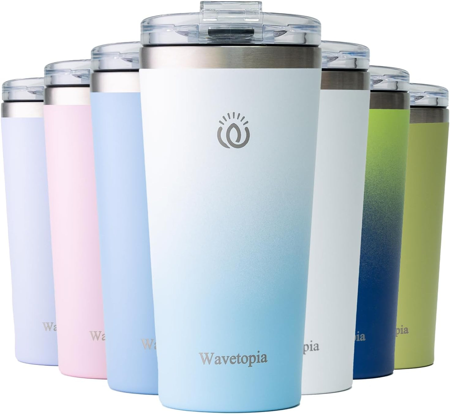 Insulated Coffee Mug with Lid, Reusable Stainless Steel Travel Coffee Cup, 16 Oz Double Wall Vacuum Spill Proof Tumbler Cups for Men and Women Hot & Cold Drinks(Sky)