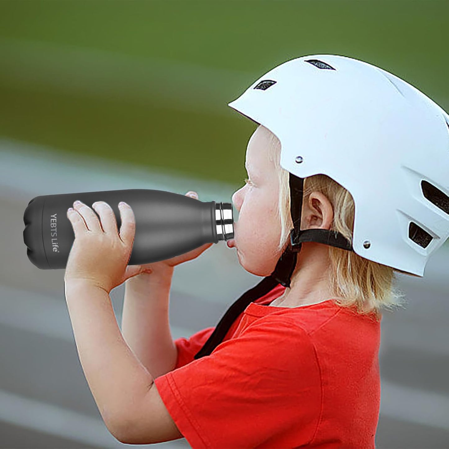 Insulated Water Bottle, 2 Pack-9oz Stainless Steel Water Bottles with straw lid, Metal Sports Water Bottles for Boys,Girls, Double Wall Vacuum BPA-Free Flask for School, Sports (Grey-Cream)