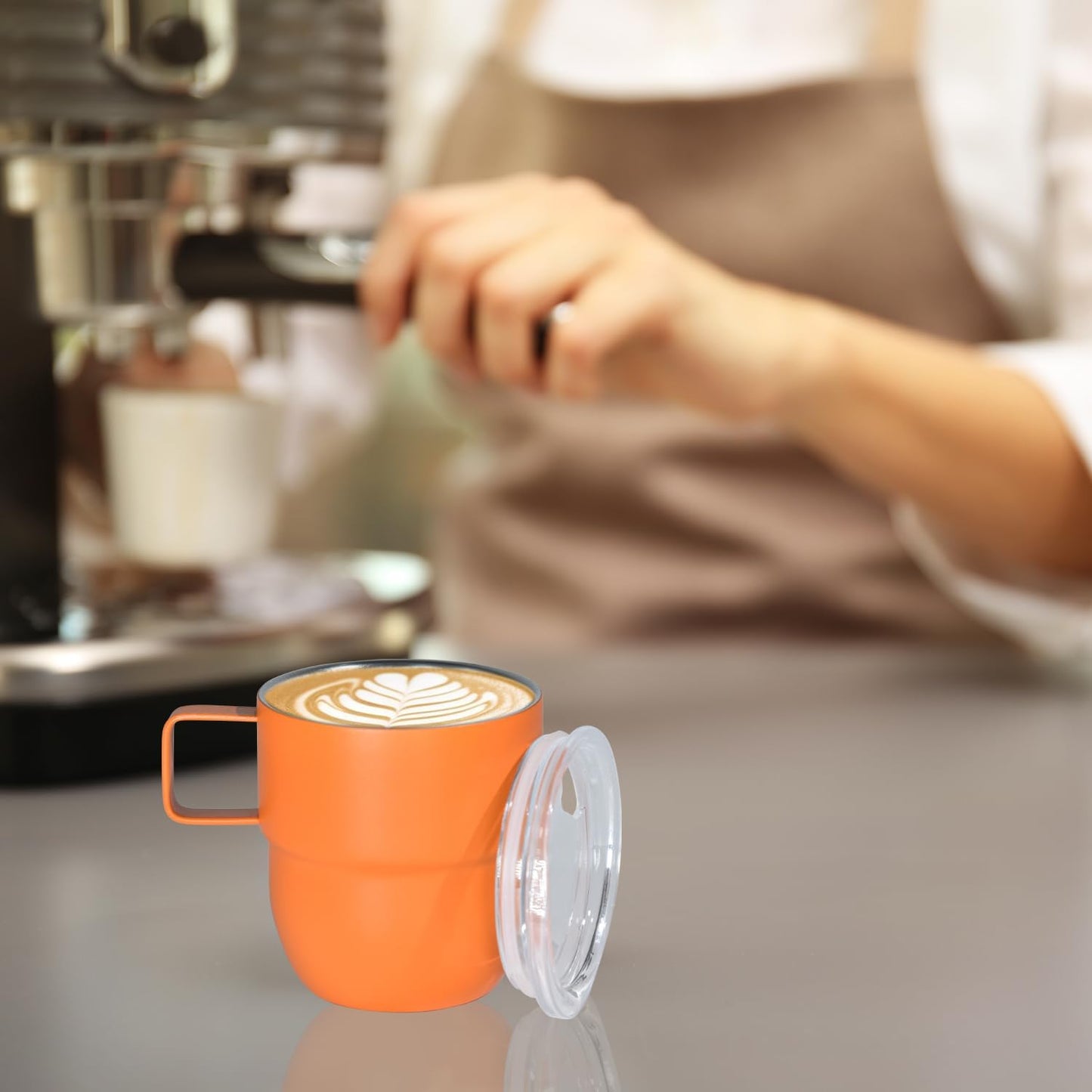 4oz Espresso Cup Set of 2, Insulated Espresso Mug With Lid and Straw, Espresso Shot Glasses with Handle, Double Walled Stainless Steel Small Expresso Shots Cup for Coffee