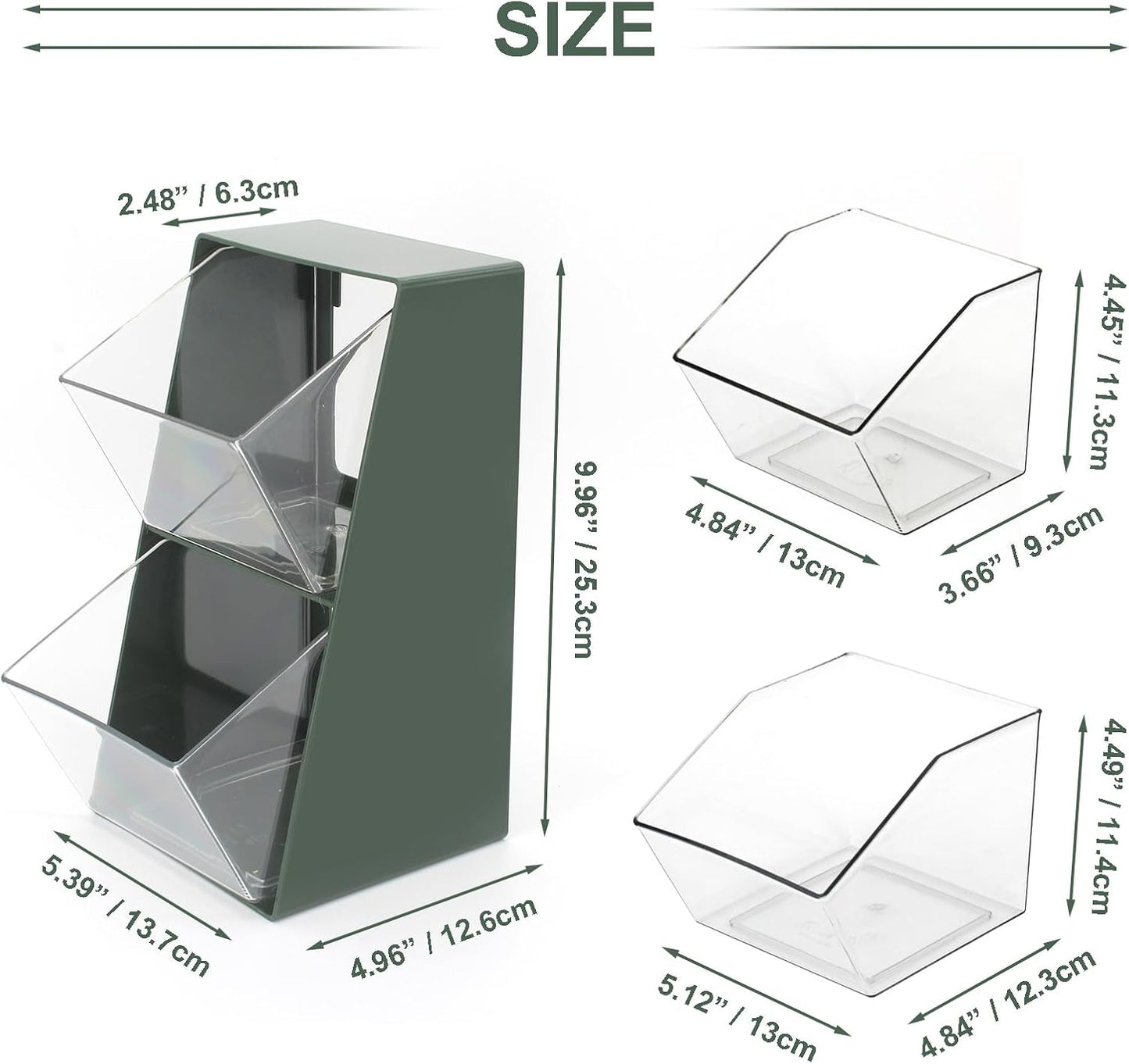 2 Pack Coffee Pod Holder K Cup Storage Organizer for Home Office Bar Countertop Organiser Storage Bins for Coffee Station Counter Container for Tea bag Sugar Creamer Filter Green