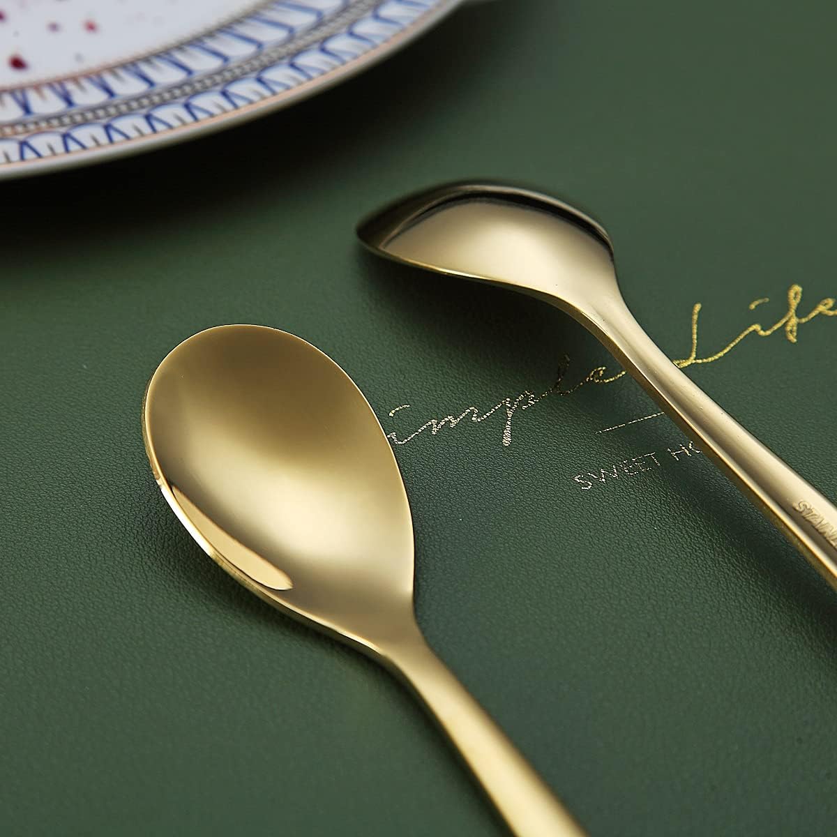 Gold Demitasse Espresso Spoons, 5.5'' Mini Coffee Spoons, Set of 6, Stainless Steel, Dishwasher Safe