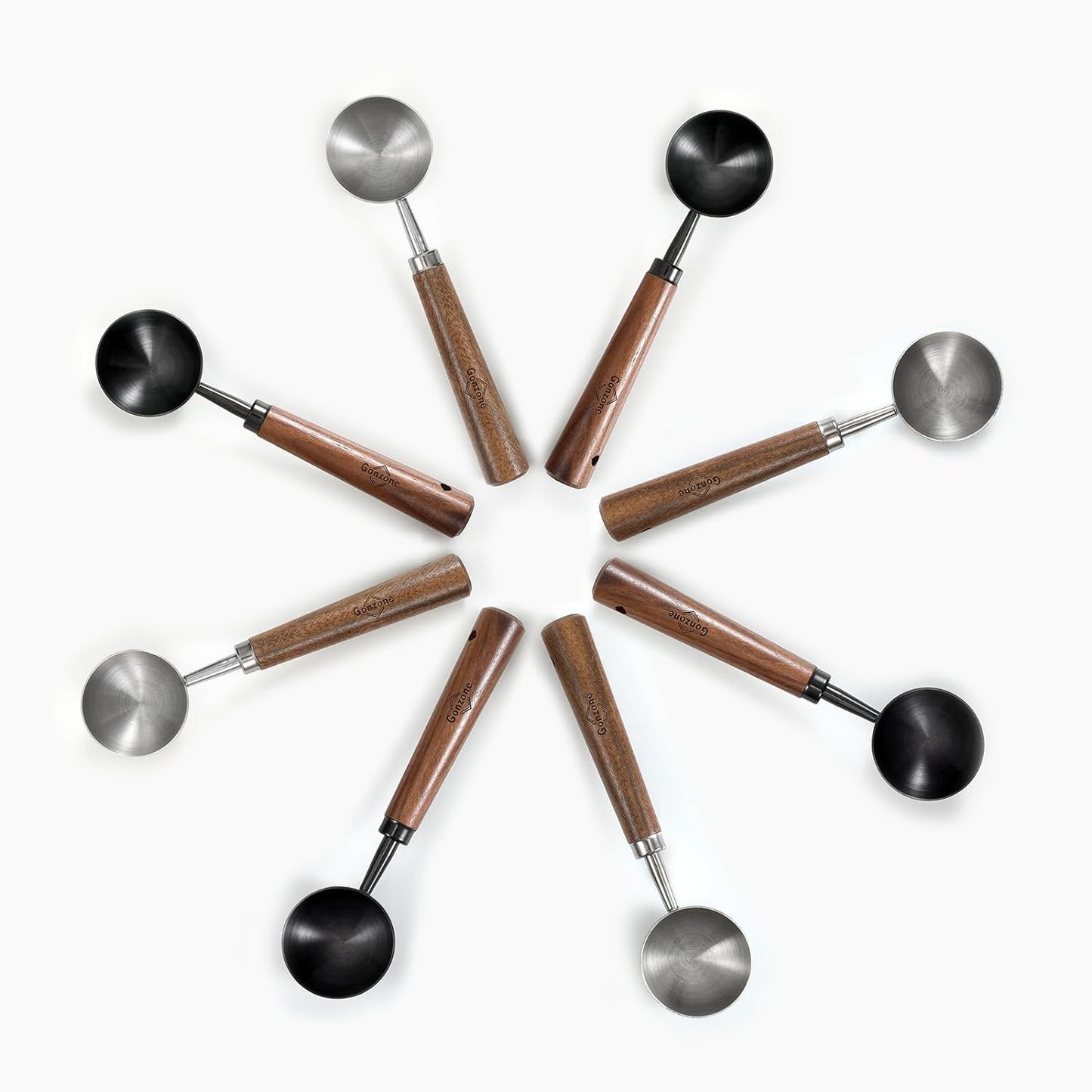 Vintage Coffee Measuring Spoon - 304 Stainless Steel, Coffee Scoop,10g Capacity, Walnut Handle - Perfect for Coffee, Tea, and More (Gunmetal (2 pcs))