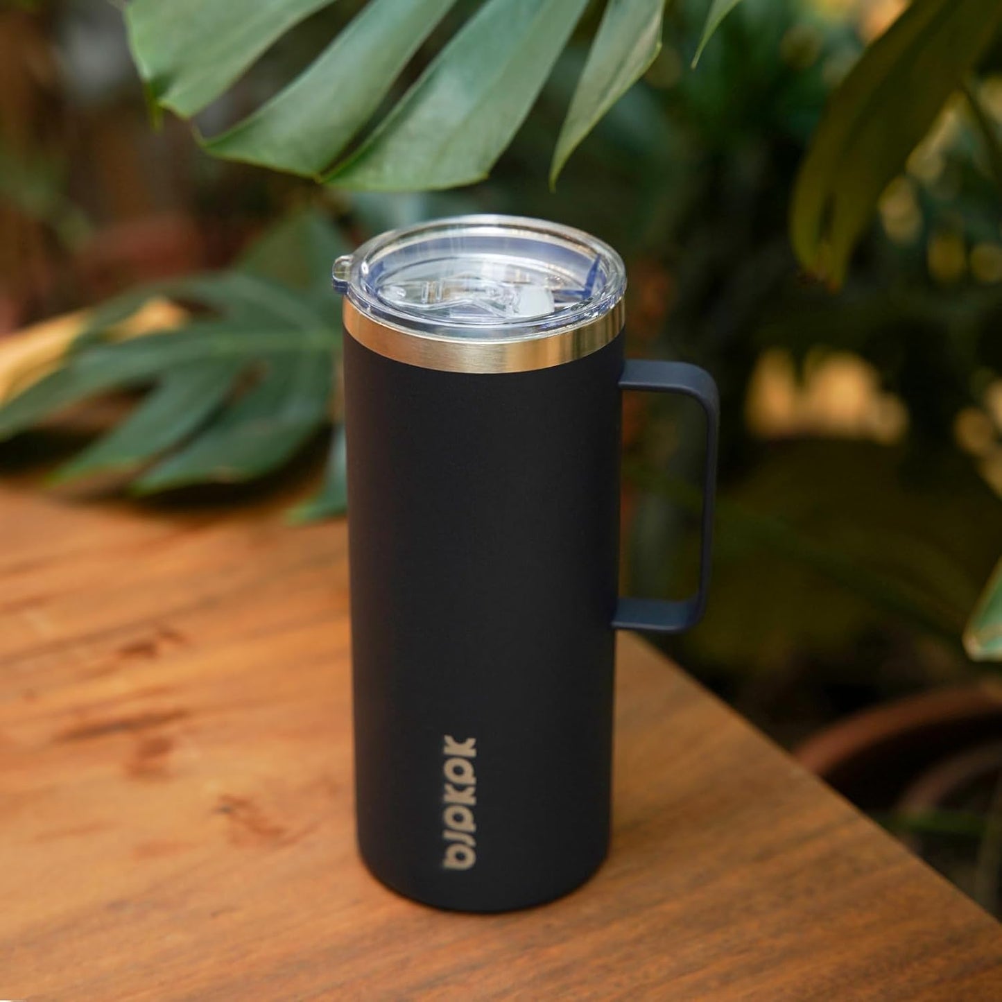 BJPKPK Insulated Coffee Mug with 2 Lids, 32oz Stainless Steel Insulated Tumbler with Handle, Double Wall Vacuum Coffee Cups, BPA Free Travel Mug for Coffee, Tea and Drinks, Black