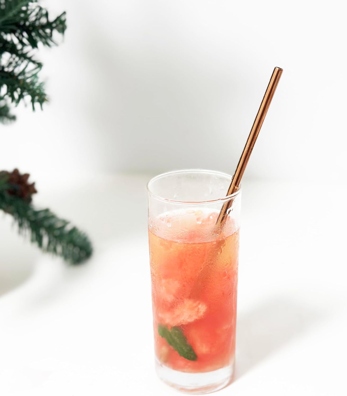 10 Pcs Stainless Steel Straws, Reusable Drinking Straws, 5 Straight + 5 Bent Metal Straws Set With 2 Pcs Cleaning Brushes (Rose Gold, 8.5 Inch)