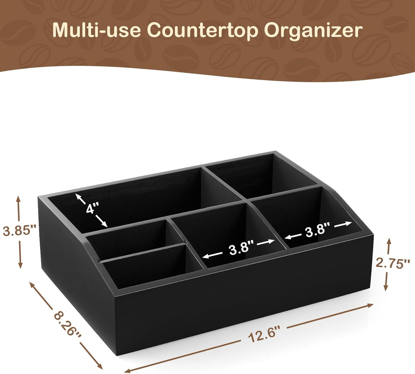 Black Coffee Station Organizer for Countertop, Coffee Bar Accessories and Organizer, Coffee Pod Holder Storage Basket for K Cup Sugar Tea