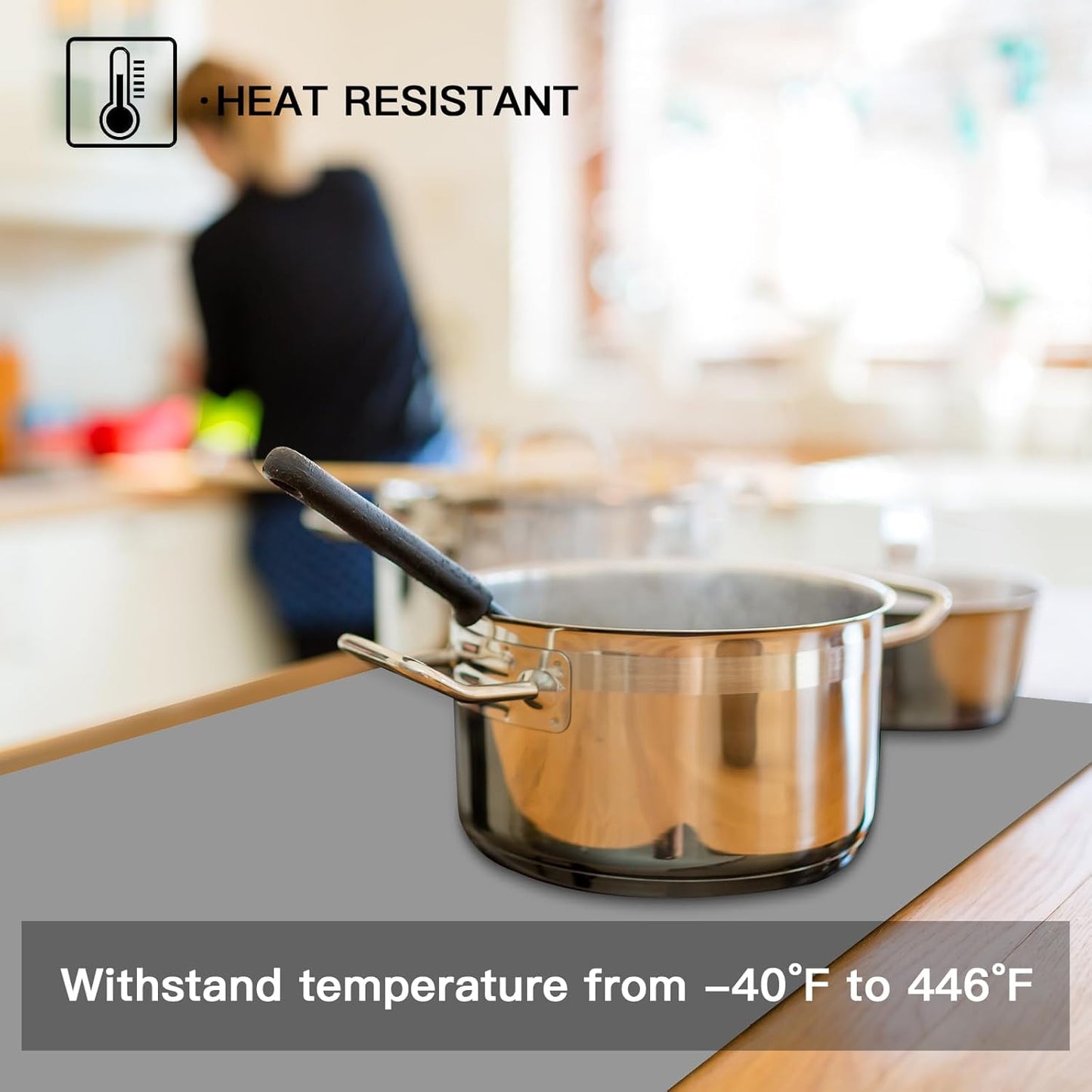 Silicone Mats for Kitchen Counter, 47.3"x23.6"x0.08" Largest Heat Resistant Mat Kitchen Island Waterproof 2MM Thick Countertop Protector Mat Nons-slip Extra Large Counter Mat (Black)