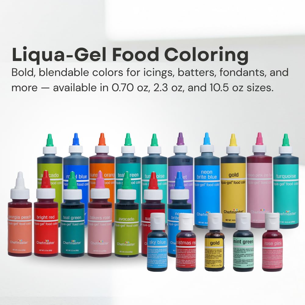 Chefmaster Lemon Yellow Liqua-Gel® Food Coloring | Vibrant Color | Professional-Grade Dye for Icing, Frosting, Fondant | Baking & Decorating | Fade-Resistant | Easy-to-Use | Made in USA | 2.3 oz