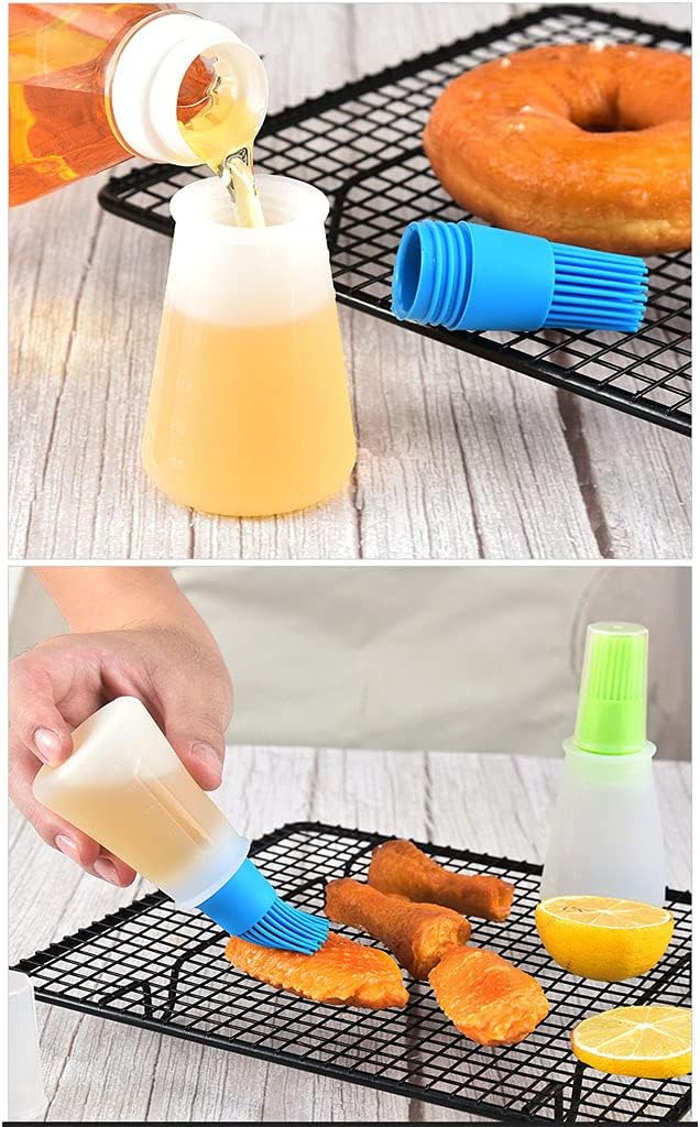Silicone Oil bottle brush,BBQ/Pastry Basting Brushes,Silicone Cooking Grill Barbecue Baking Pastry Oil/Honey/Sauce Bottle Brush (4 PCS,orange)