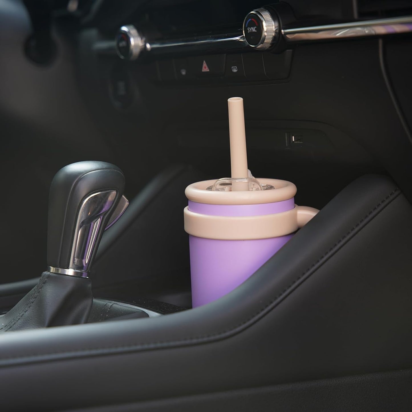 14 oz Tumbler with Side Handle, Insulated Water Bottle with Straw and 2 in 1 Lid, Stainless Steel Cup Travel Coffee Mug for Sports Office Gym,Green