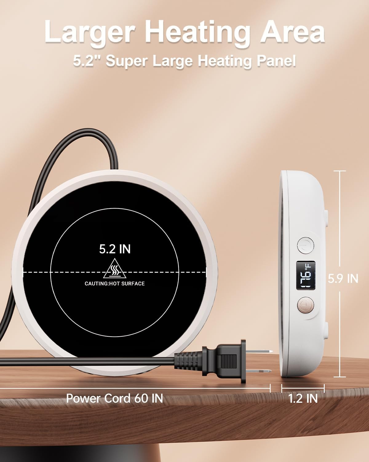 SWEETFULL Mug Warmer - Upgraded 36W Coffee Cup Warmer for Desk with 130℉-176℉ Digital Display, 2-12H Timer Auto Shut Off, Smart Electric Coffee Heating Plate, Ideal Gifts for Women Men - White