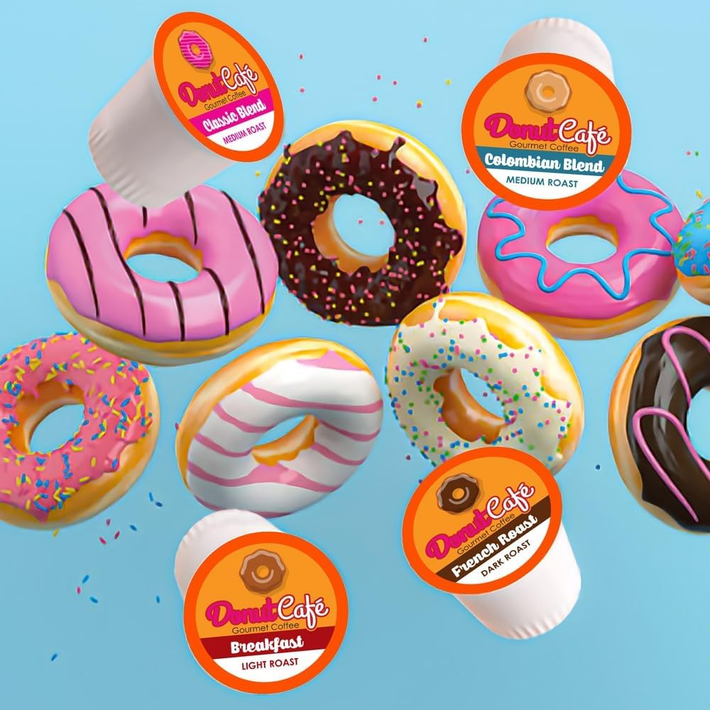 Donut Café - Coffee Gourmet Pods, Classic Blend, Medium Roast – Non-GMO, Gluten Free – Compatible with Keurig K Cup Brewers – Smooth & Delicious – 80 Count