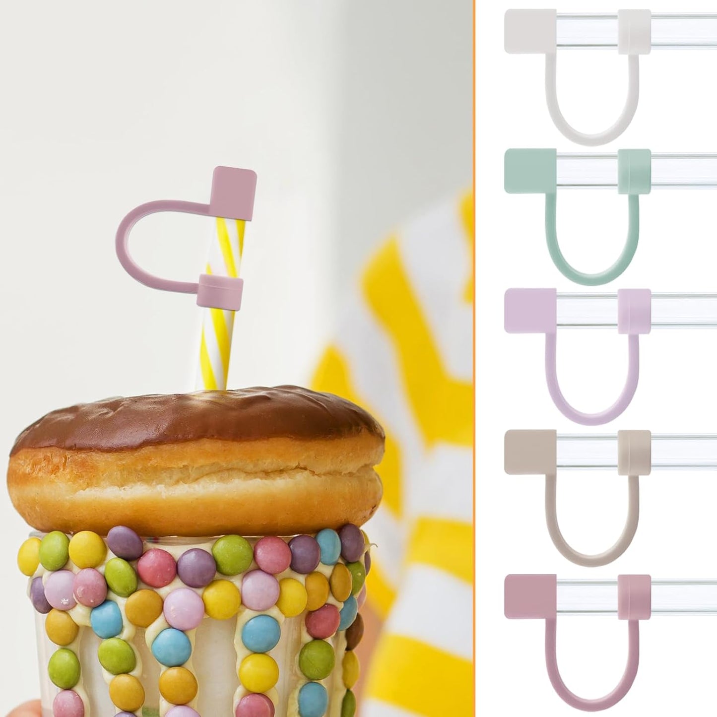 Velaco 5Pcs 0.4in/10mm Diameter Silicone Straw Covers Cap Compatible with Stanley 20 30&40 Oz Cup, Straw Toppers for Stanley 40 Oz Tumbler with Handle, Dust-Proof Straw Caps for Water Bottle