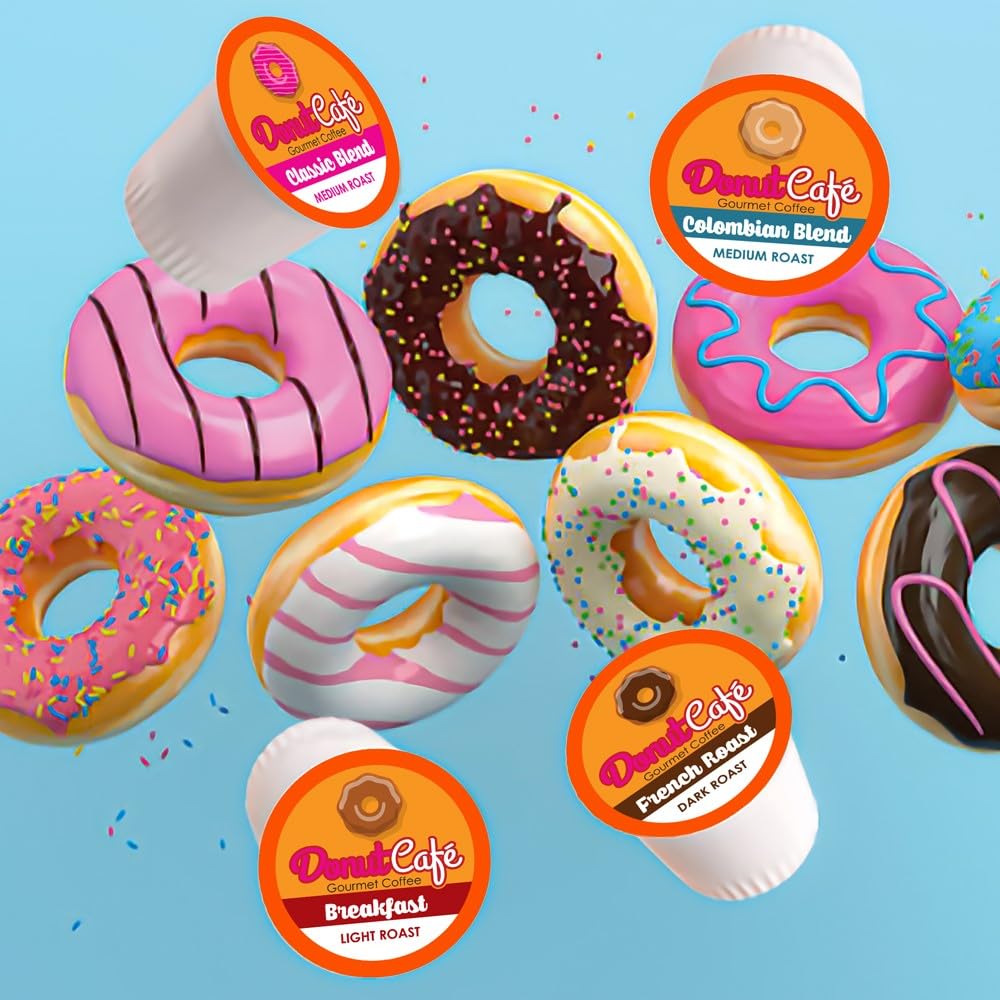 Donut Café Max Caf - Bold & Powerful High Caffeine Intensely Dark Roast Coffee Pods – For Keurig K Cup Brewers – Certified Non-GMO, Gluten-Free, Kosher – 1.5X Caffeine – 80 Count