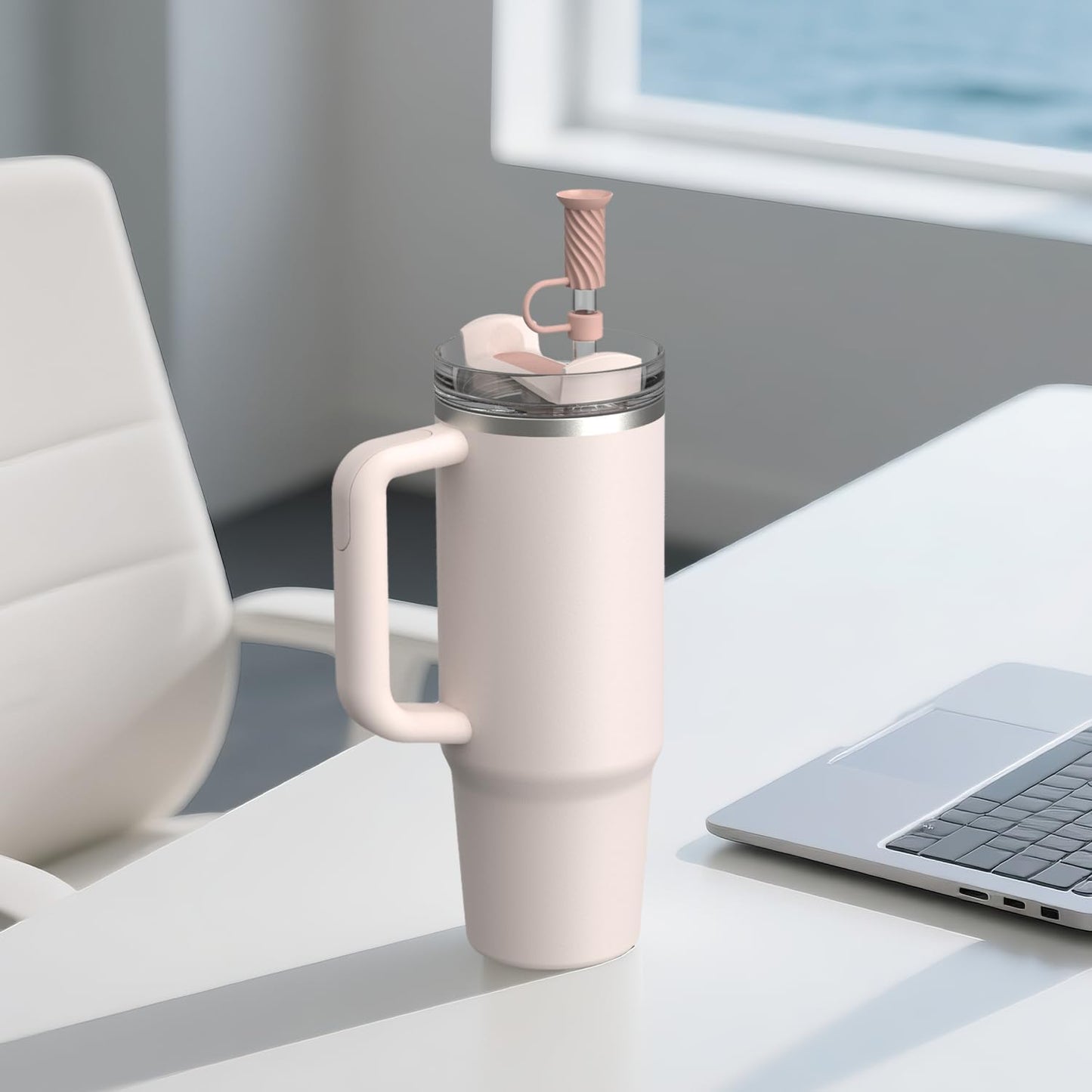 YOTIME Silicone Straw Covers Cap, 6 Pcs Reusable 0.39in/10mm Suction Cup Straw Toppers for Stanley Cup 40 30 oz, Pink