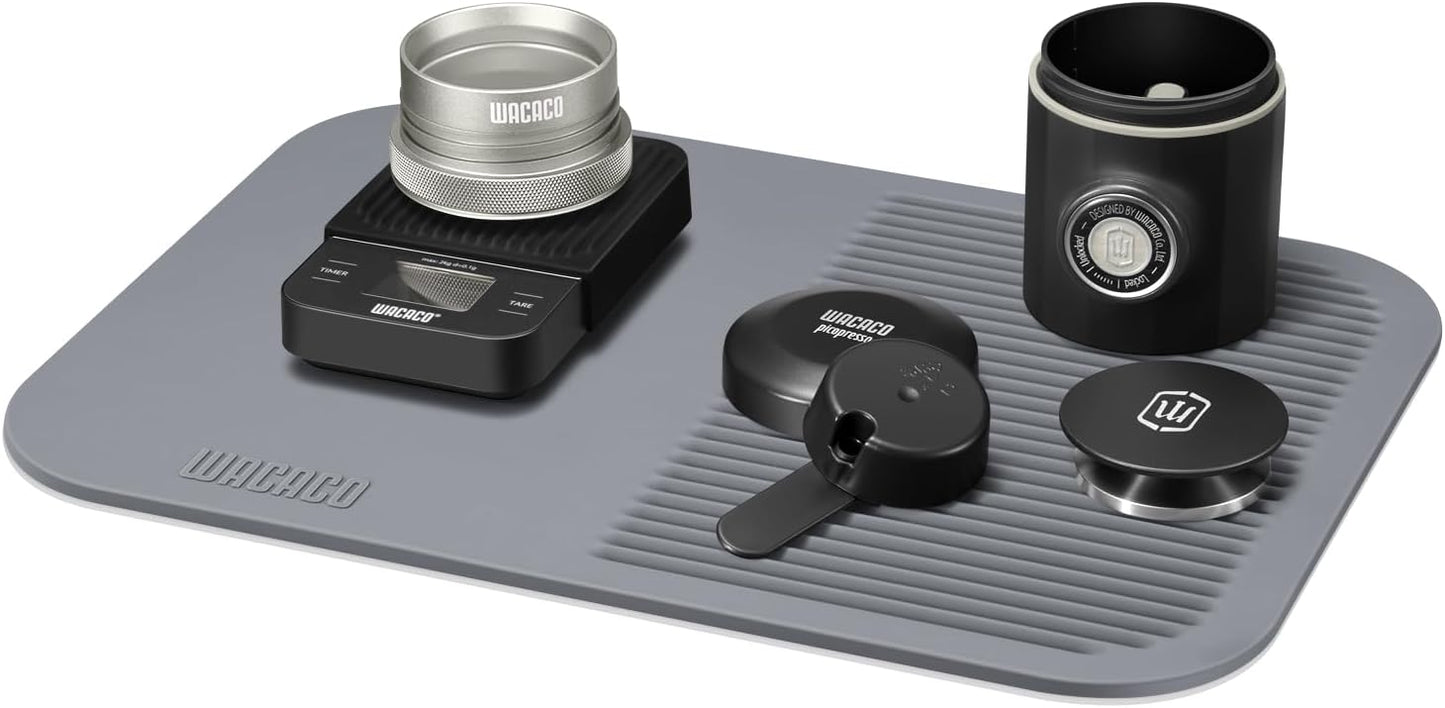 WACACO Coffee Mat, Multi-purpose Drying Mat and Tamping Mat, Made of Food-grade Silicone Grey (9.84"L x 14"W)