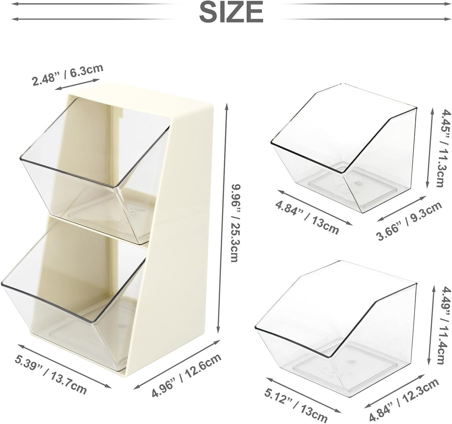 2 Pack Coffee Pod Holder K Cup Storage Organizer for Home Office Bar Countertop Organiser Bins for Coffee Station Counter Container for Tea bag Sugar Creamer Filter White