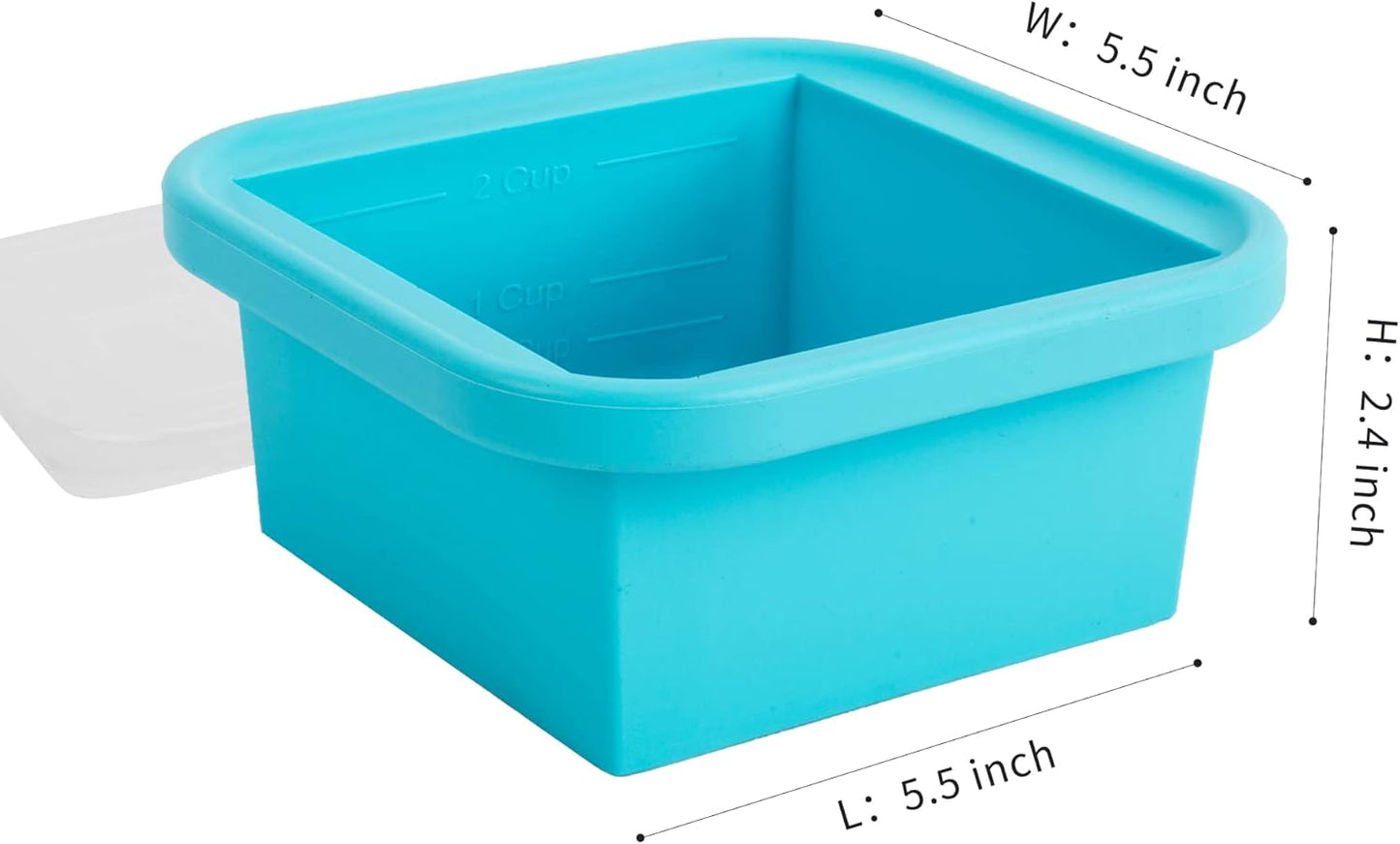 Silicone Freezing Tray with Lid - 2-Cup 2 Pack Freezer Containers,Make 1 Perfect Freezing,Storing Soups, Foods, Stews, Dips or Sauces Simple and Convenient Color Aqua