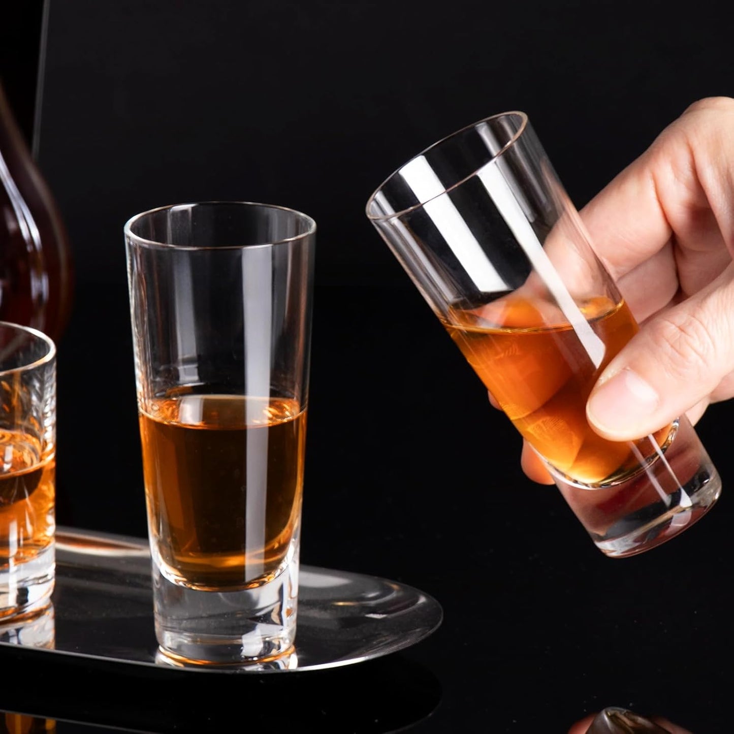 KAMMAK Shot Glasses Set of 2, 90ml/3oz Clear Espresso Shot Glass with Heavy Base for Bar Restaurants Home, Small Whiskey Shot Glass for Vodka, Whiskey, Tequila, Spirits & Liquors