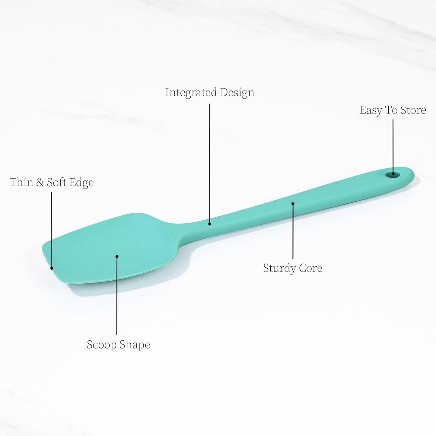 600ºF Heat Resistant Spatula, 11.34 inch High Heat Food Safe Semless Kitchen Silicone Spoon Spoonula Scraper for Cooking Baking Mixing Scraping Stirring Nonstick Cookware Pan Bowl (Turquoise)