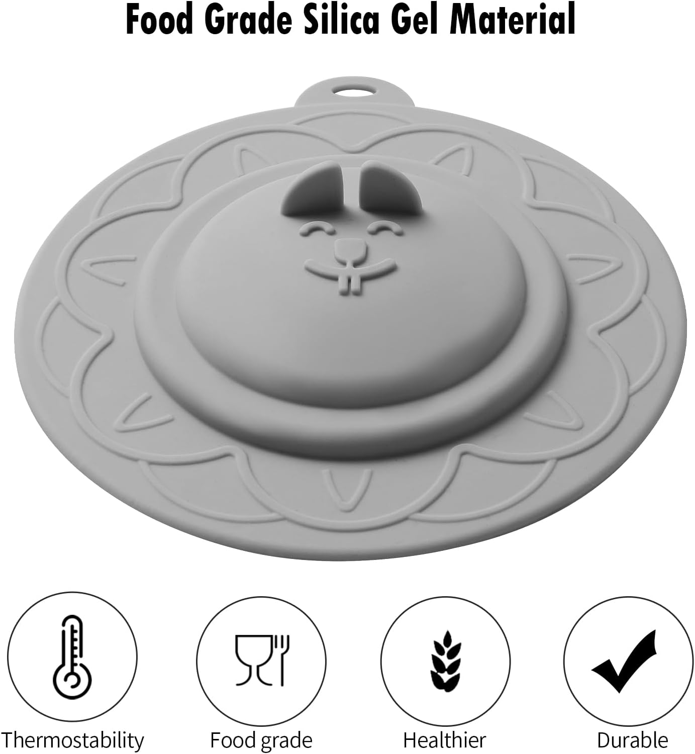 Cat's face Silicone Cup Covers (Set of 4) , Multicolored Silicone Lids for Mugs, Cups, Tea Pots,Flexible Mug Covers,Hot Cup Lids for Coffee & Tea