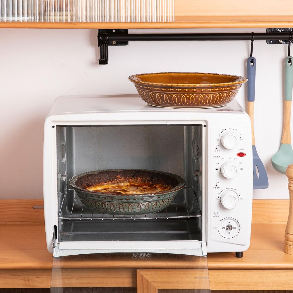 Sweejar Ceramic Pie Pan for Baking,Round Baking Dish Pan for Dinner 10 Inches, Pie Dish Non-Stick Pie Plate for Quiche,Tart,Cake,Pumpkin Pie, Pot Pies (White)