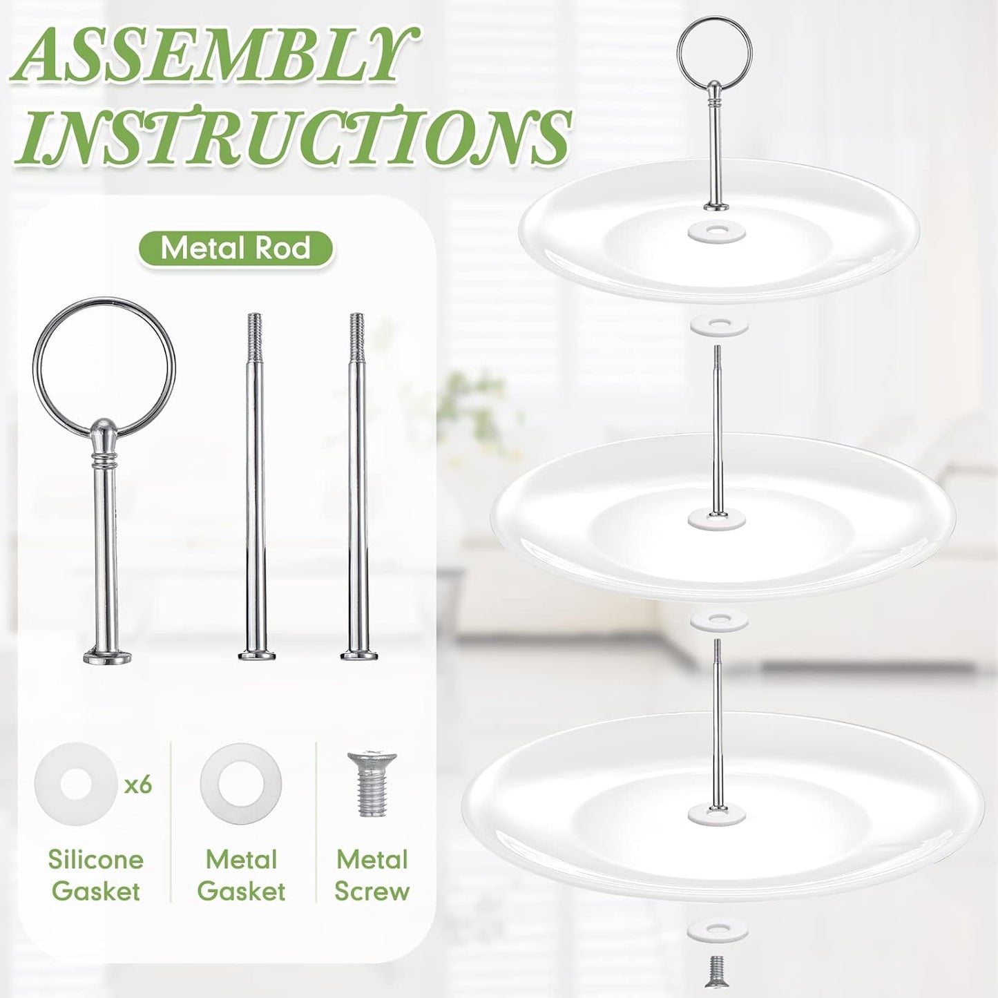 Tatuo 2 Pcs 3 Tier Porcelain Cupcake Stand, Cup Cake Holder Tower, Pastry Serving Elegant Dessert White Ceramic Tiered Stand for Wedding, Birthday, Tea Party(Delicate Round Shape)