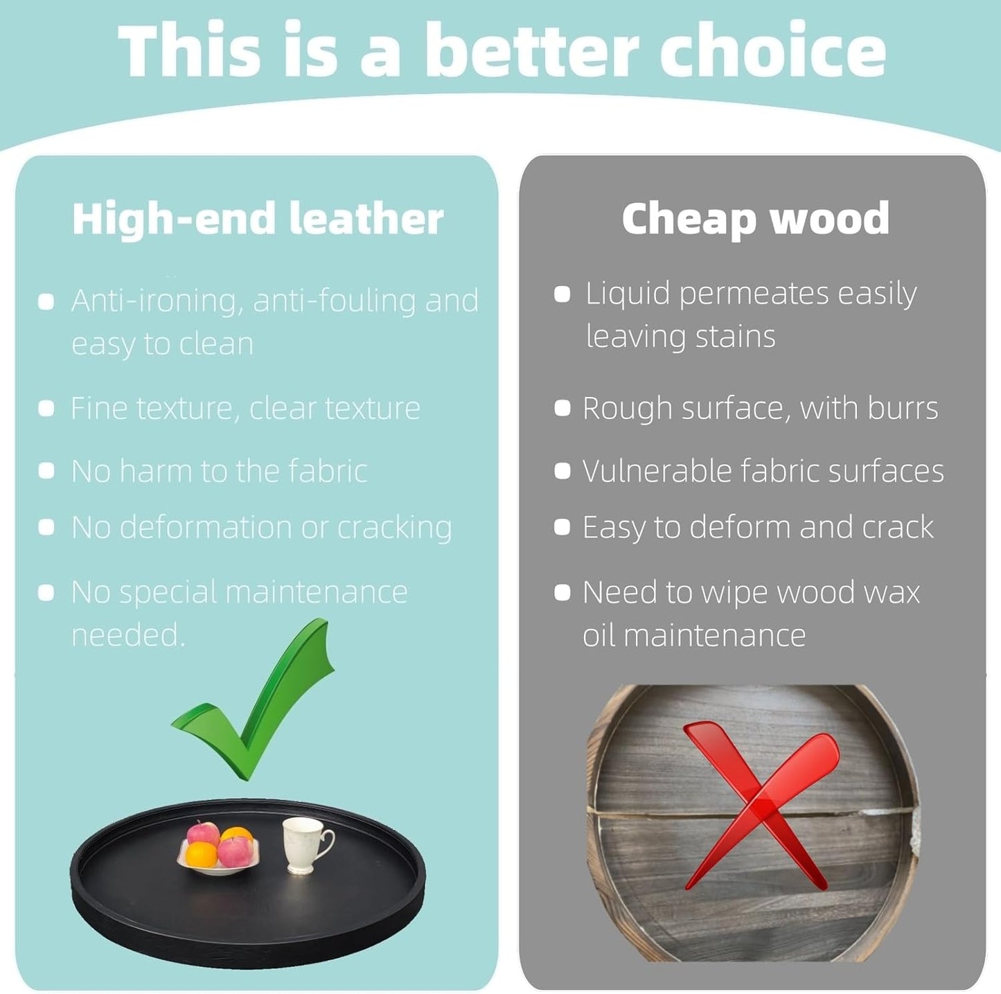 30 * 30 inches high-end Light Luxury Leather Round Oversized Service Tray, Ottoman Tray,Coffee Tray, Food Tray, Family Dinner, Out-of-House Picnic, Party Essential Tray (30 inch Beige)