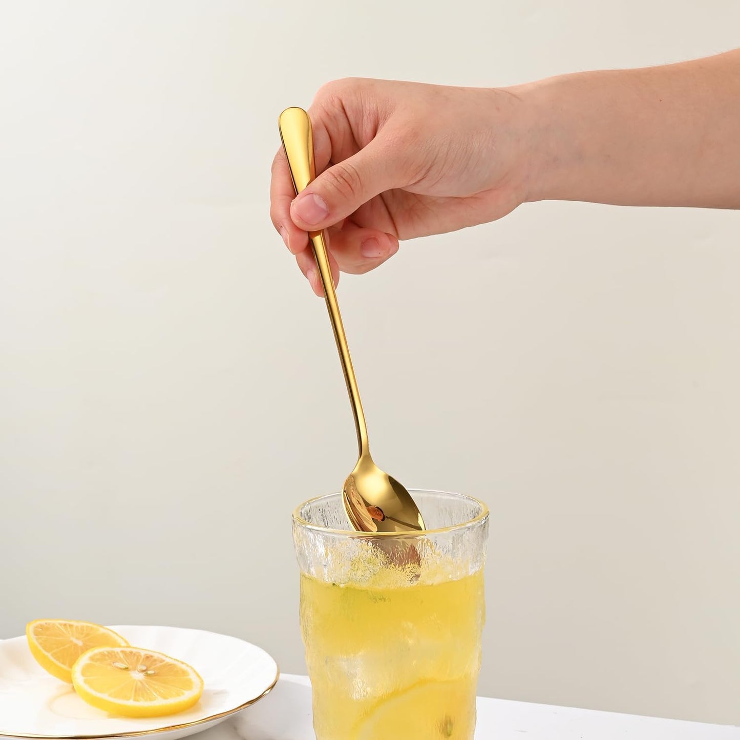 Gold 7.5 Inch Gold Iced Tea Spoons,Set Of 8 Stainless Steel Long Coffee Spoons,Long Handle Stirring Spoon For Dessert,Coctails,Ice Cream,Milk,Iced Teaspoons For Bar