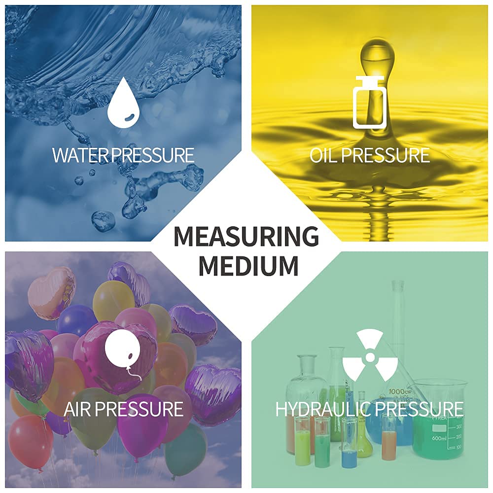 ELECALL 2-1/2” Glycerin Filled Pressure Gauge, 0-100Psi, 1/4”NPT Lower Mount, Stainless Steel Case, Brass Internals, Water Pressure Gauge