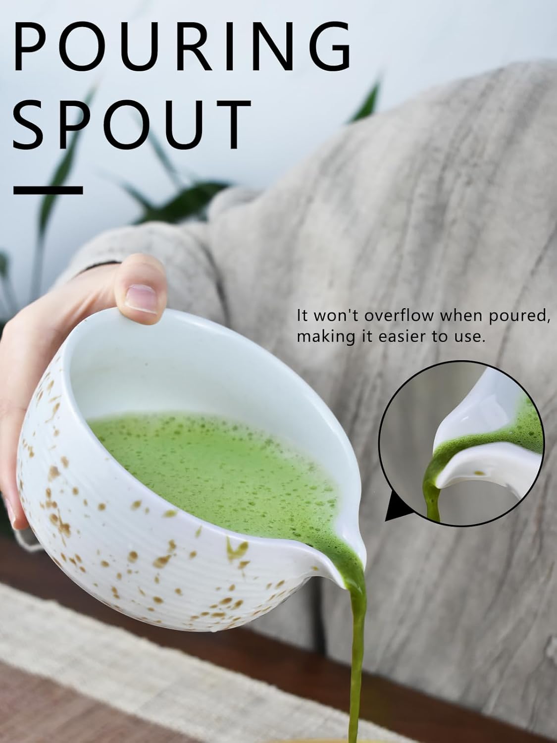 Artcome Matcha Tea Set - Ceramic Matcha Bowl with Pouring Spout, Bamboo Whisk, Whisk Holder, Tea Scoop & Matcha Manual – Complete Traditional Japanese Tea Ceremony Kit for Home, Office, or Gift, Brown