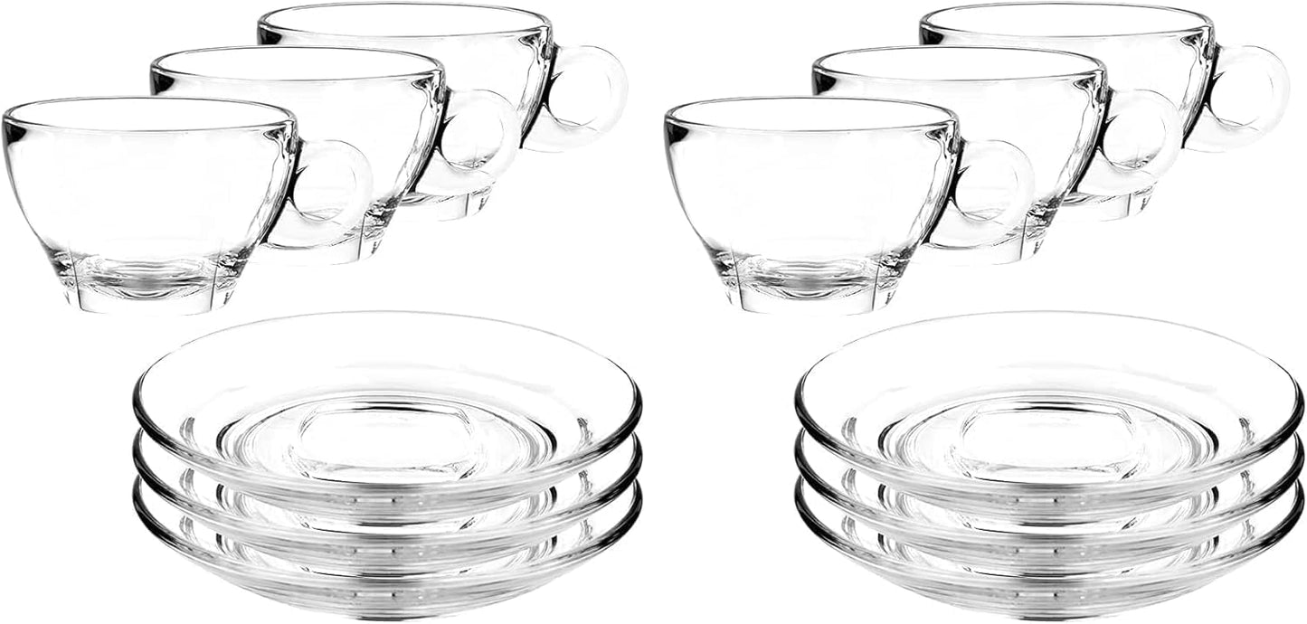 LEMONSODA Clear Large Glass Coffee Mug with Handles for Hot Beverages, Clear Mugs for Espresso, Tea, Cappucino, Latte, Juice (8.75 oz, 10.5 oz, 12 oz) (8.75 oz, Set of 24)(2212)