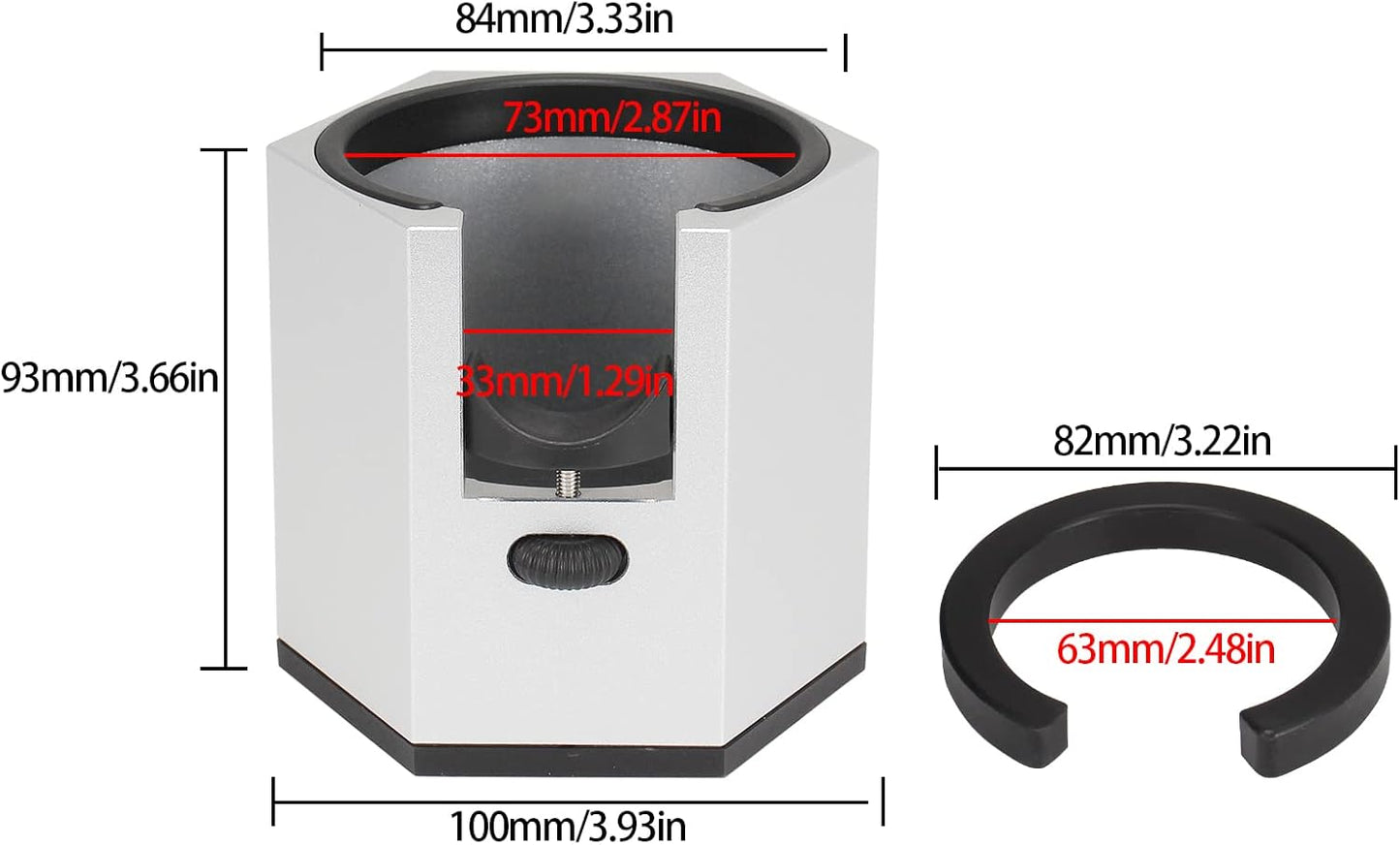 DIBTSA Espresso Tamping Station, Coffee Portafilter Holder, Aluminum Alloy Stand for Most 51mm, 53mm, 54mm, 58mm Coffee Portafilter (Hexagon,Silver)