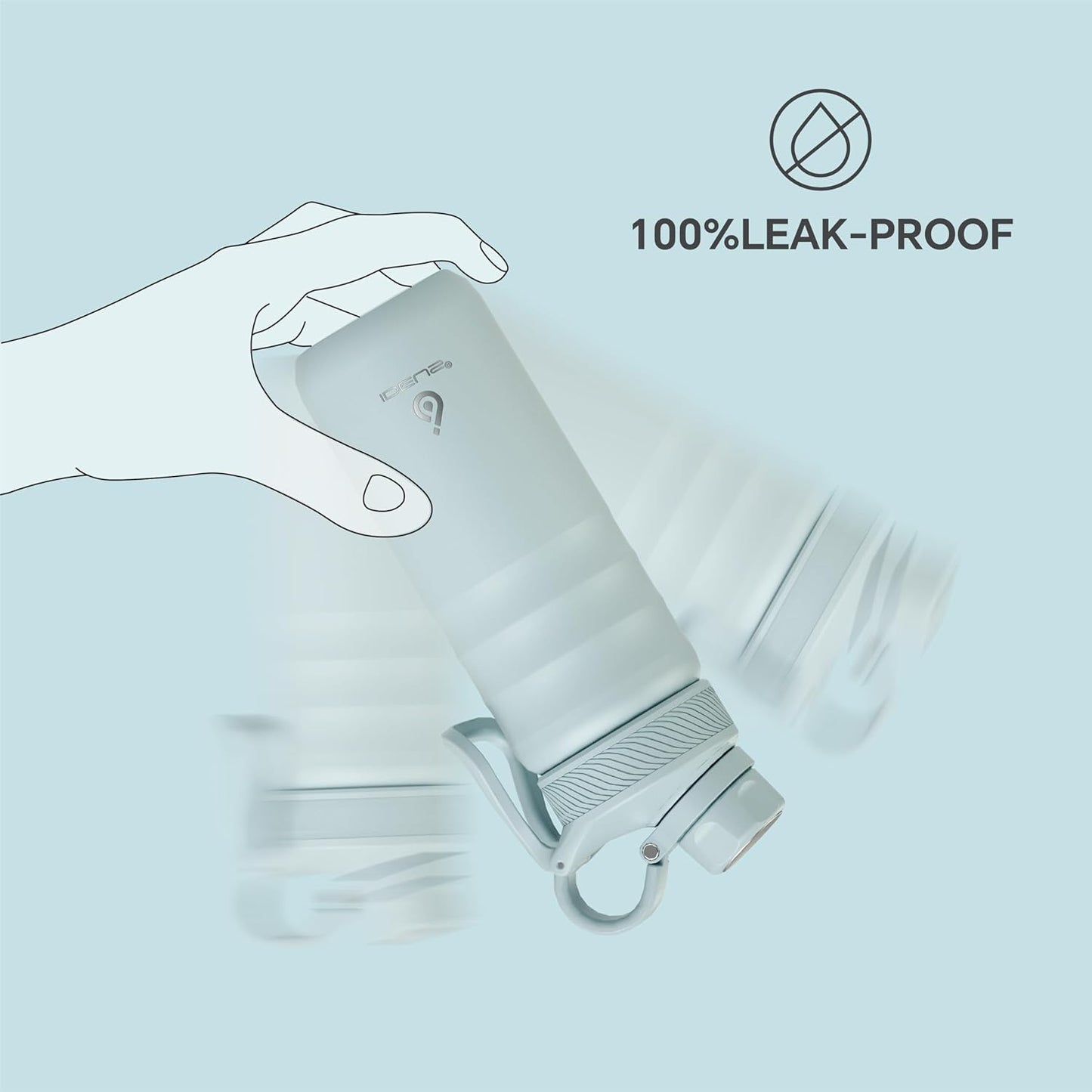 IDEUS Insulated Stainless Steel Water Bottle with 2 Leak-Proof Lids, Thermal Water Flask for Hiking Biking, 18oz, Light Blue