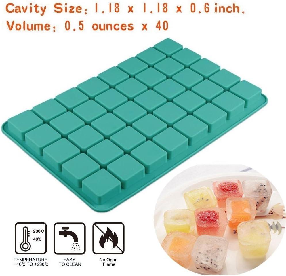 Mity rain 2 Pack 40-Cavity Square Caramel Candy Silicone Molds,Chocolate Forf Truffles, Fat Bombs Keto Snacks, Whiskey Ice Cube Tray,Grid Fondant Mould,Hard Candy Pralines Gummy Jelly Mold