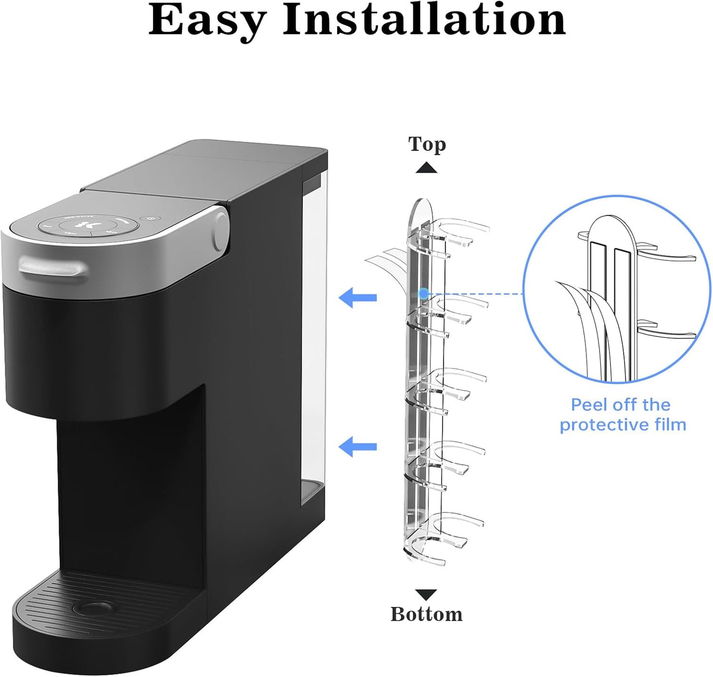 NiHome Acrylic Coffee Pod Capsule Holder for K-Cup Pods, Convenient for Coffee Machines, Space-Saving for Small Countertops - Accommodates 10 Capsules, Easy Installation, Wide Compatibility (2 Pack)