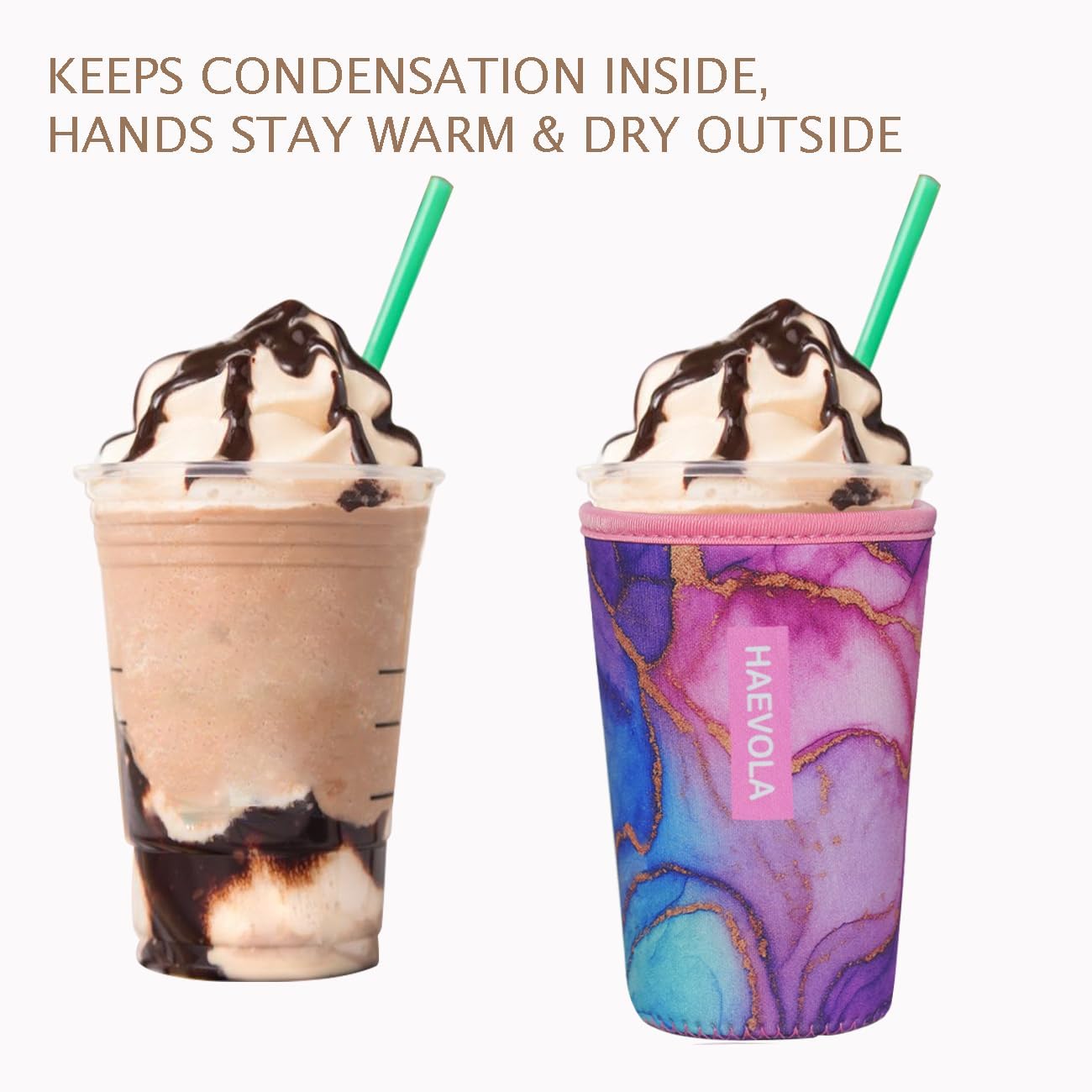 Reusable Insulated Neoprene Iced Coffee Cup Sleeve, Durable Drink Sleeve for Cold Beverages, Beverage Holder for Iced Coffee, Aurora Flow