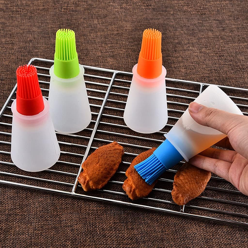 Silicone Oil bottle brush,BBQ/Pastry Basting Brushes,Silicone Cooking Grill Barbecue Baking Pastry Oil/Honey/Sauce Bottle Brush (4 PCS,blue)
